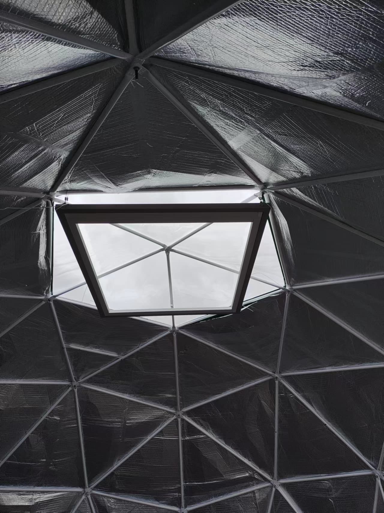 Reflective outer foil liner fitted between the dome frame and cover around the skylight