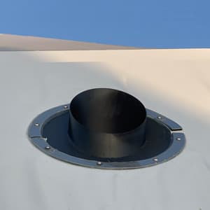 Stove jack pass-through fitting for a dome cover