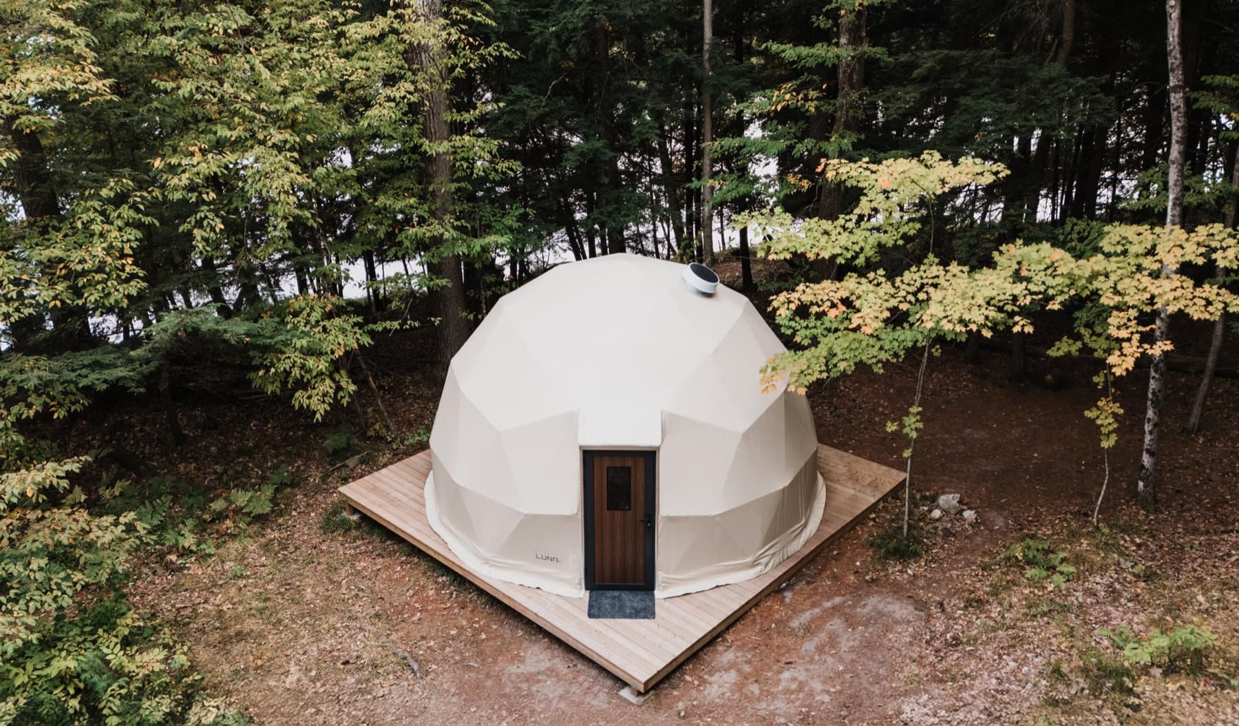 Aerial view of a Luna dome installation