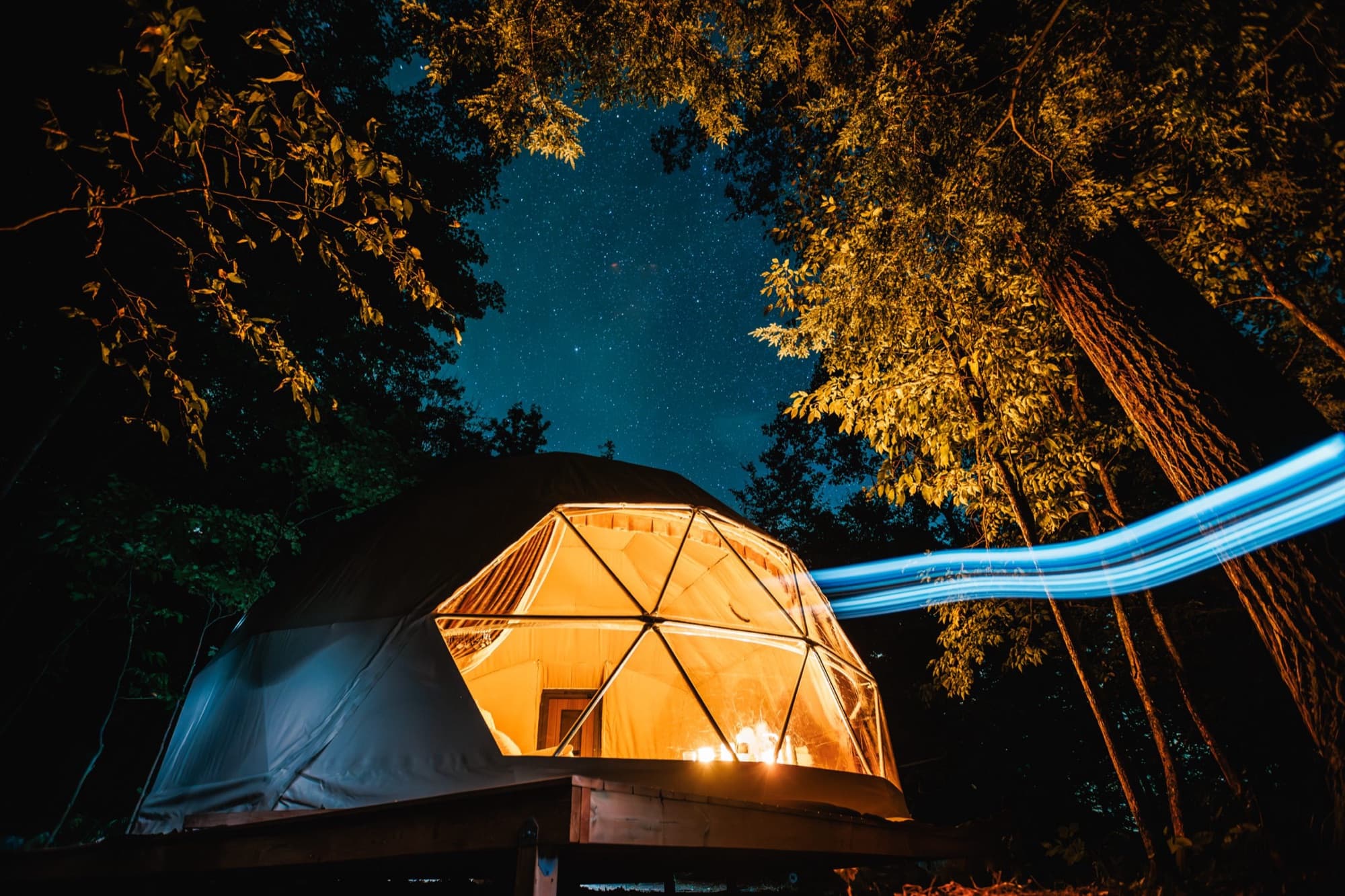 Glowing Luna dome under the night sky