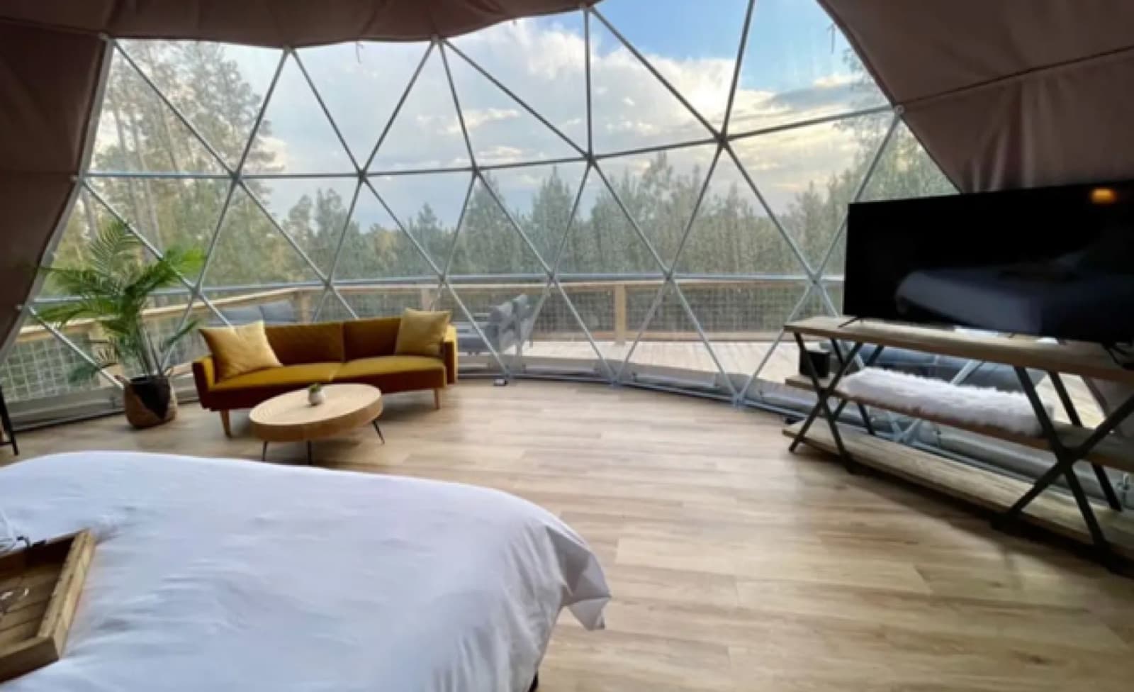 Dome interior with a broad glass window
