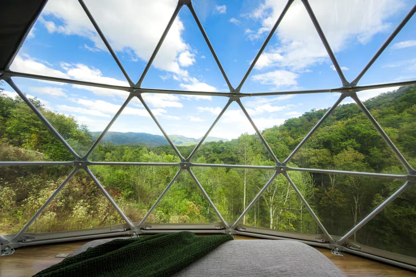 View through the panoramic glazing of a Luna dome