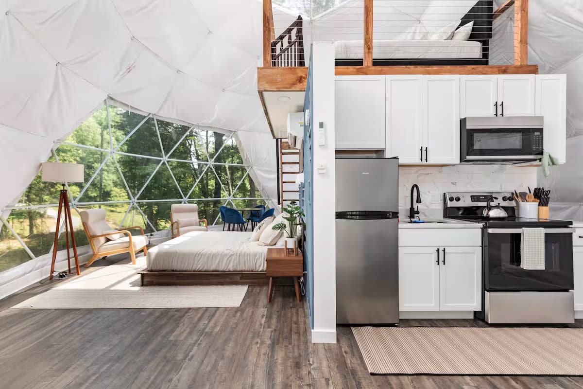 Zen Dome and Dream Dome kitchen at Luray
