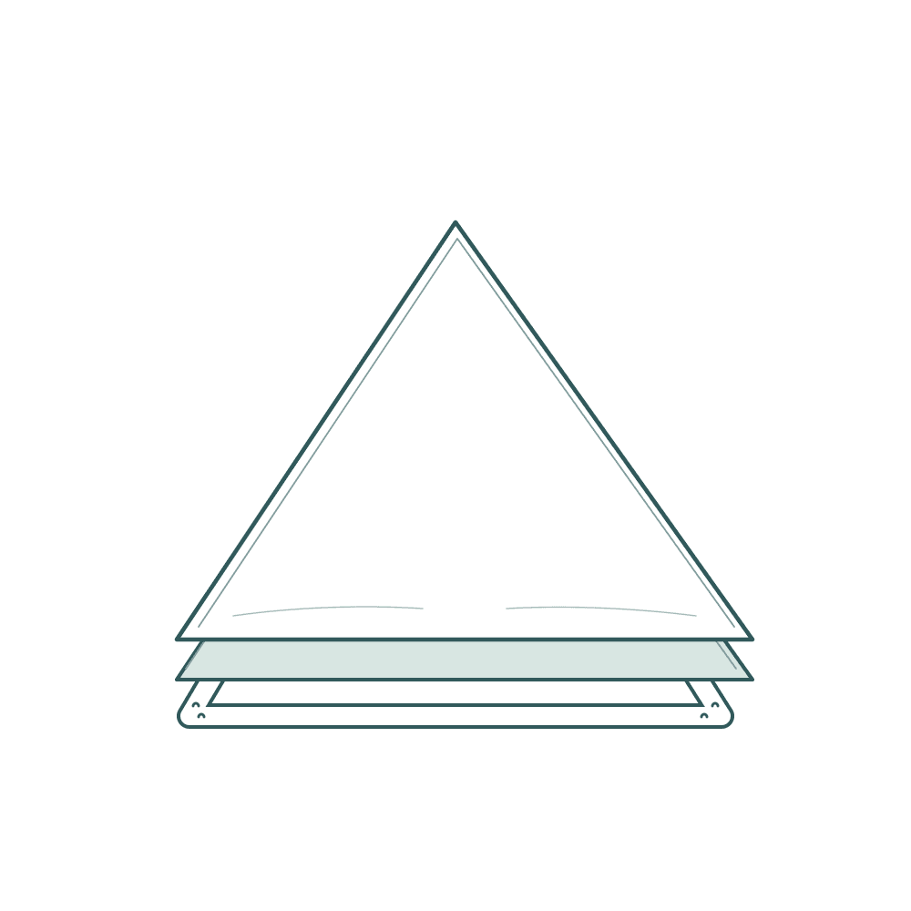 PVC spray foam liner following the triangular dome cover