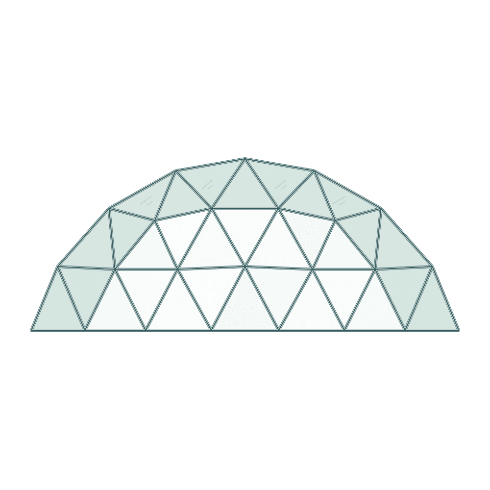 Additional upper row of triangular panoramic glass panels