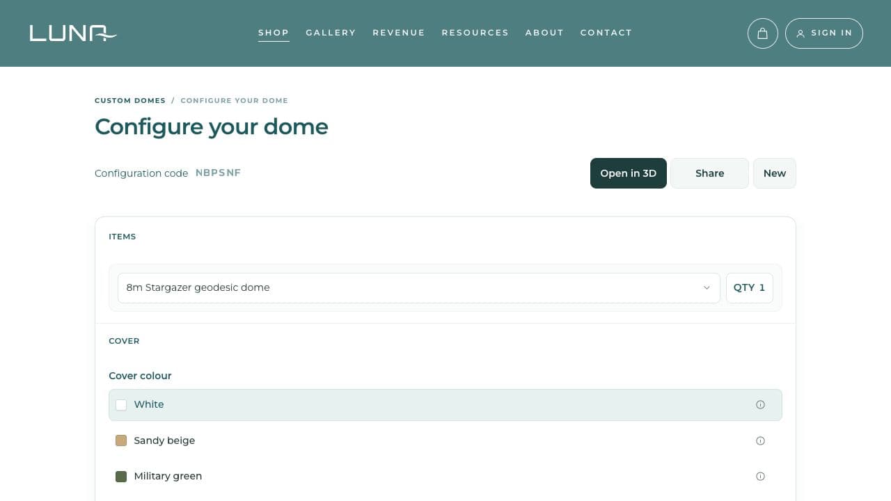 Current Luna guided custom dome form