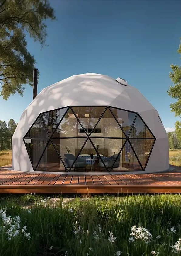 White Luna dome with a panoramic viewing window